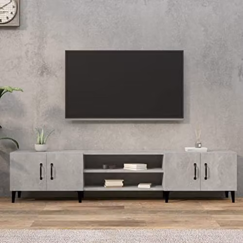 vidaXL Modern TV Cabinet in Concrete Grey, W/D/H: 180 x 31.5 x 40 cm – 2
