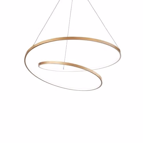 Ideal Lux Oz LED Ring Pendant Ceiling Light in Brass, 4000K, W: 60 cm, D: 215 cm, H: 215 cm