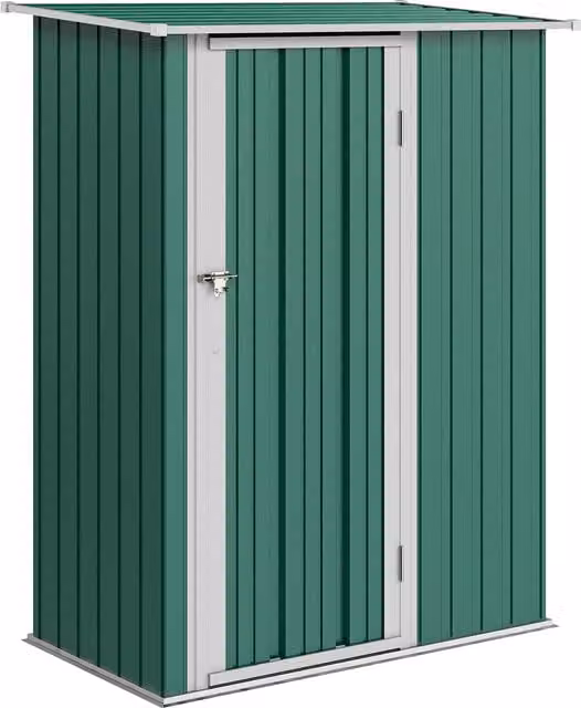 Outsunny Green Metal Outdoor Storage Shed with Sloped Roof