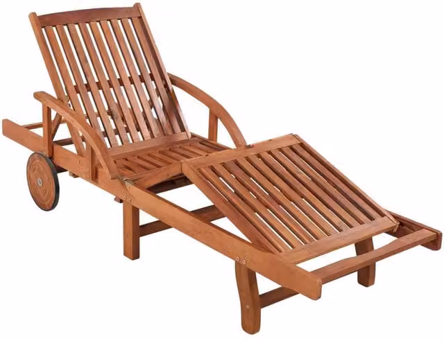 Berkfield Home Sun Lounger with Side Tray in Brown Solid Acacia Wood – 1