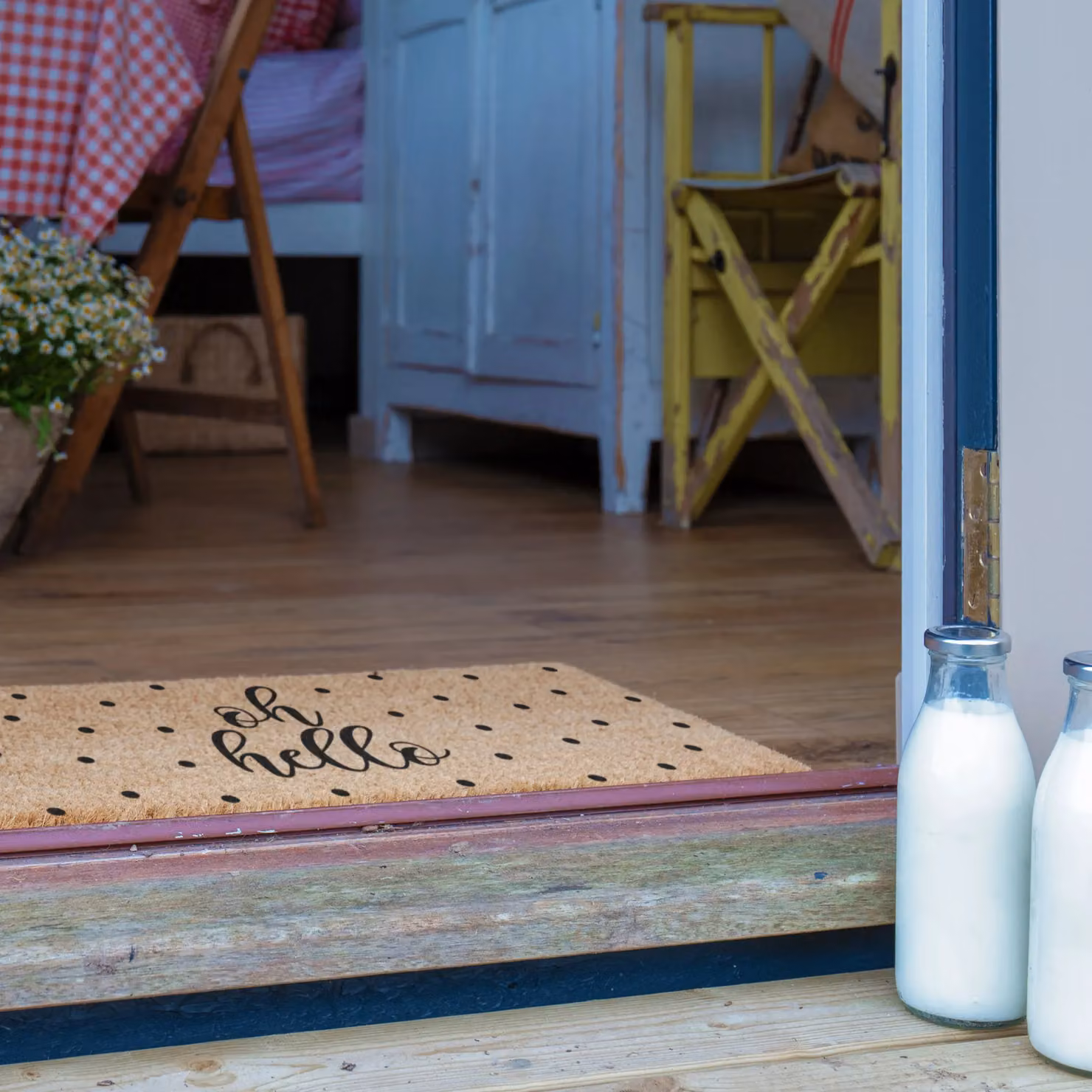 Artsy Mats Oh Hello Spotty Patio Doormat in Beige, W/D/H: 120 x 40 x 1 cm – 3