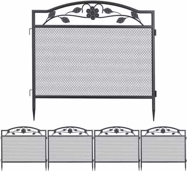Kelvenix 5-Pack Metal Garden Fence Panels in Black, W/H: 80 x 80 cm