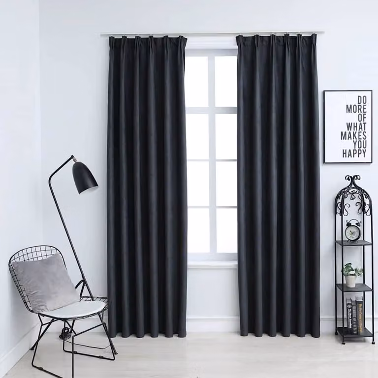 Berkfield Home Elegant Blackout Curtains with Hooks, 2 Pack, Anthracite, W: 140 cm, H: 175 cm