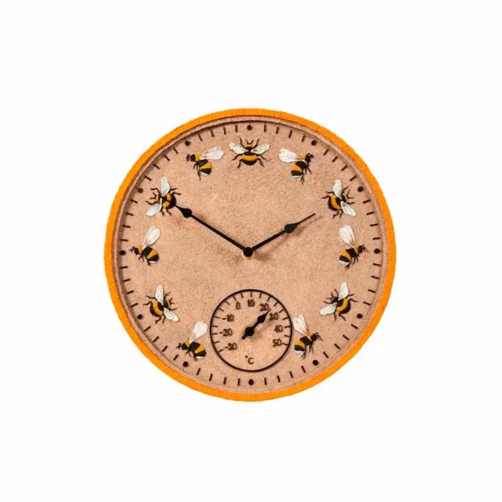 Marco Paul Beez Yellow Outdoor Wall Clock with Thermometer, Diameter: 30.48 cm – 2