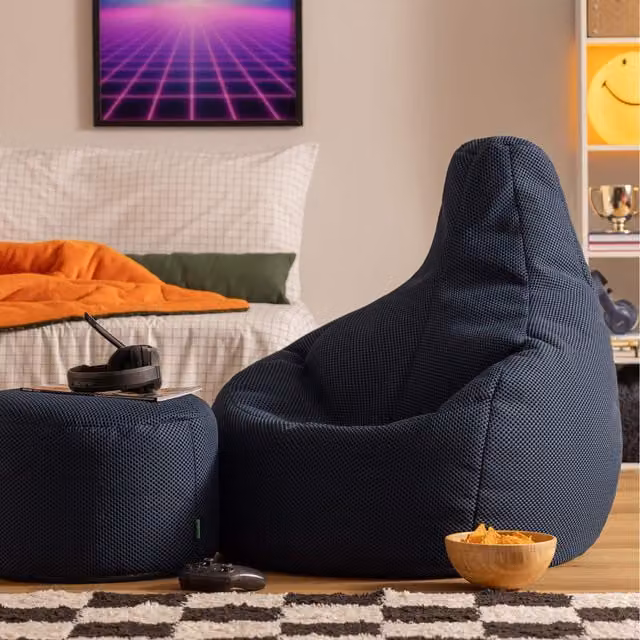 Icon Gaming Performance Mesh Recliner Footstool in Navy Blue
