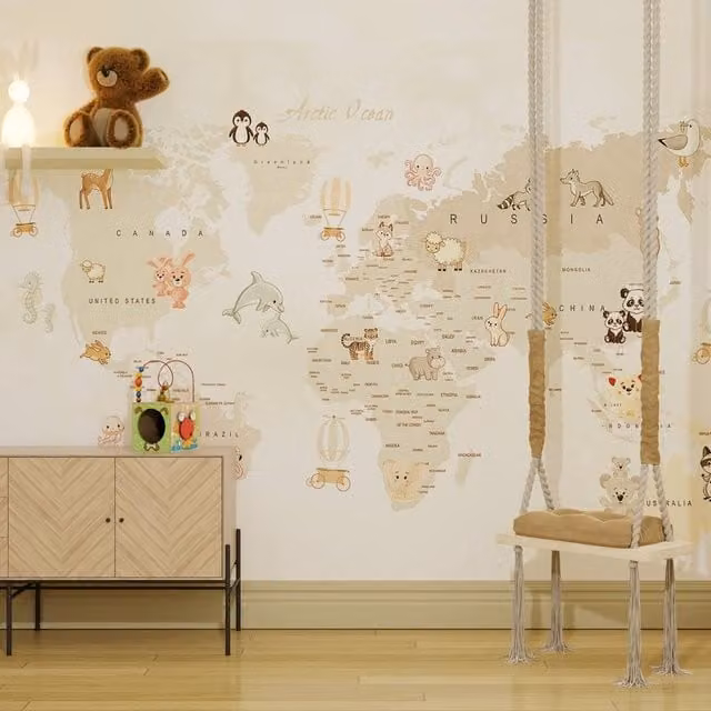 Superfresco Easy Whole Wide World Neutral Abstract Mural in Beige, W: 300 cm, H: 280 cm – 1