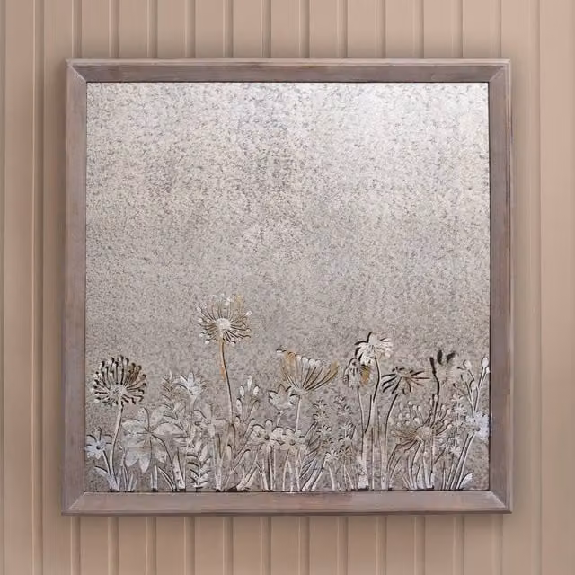 Voyage Maison Fleur Et Faune Square Antique Wall Mirror in Mid Grey