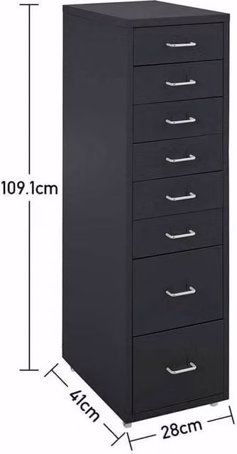 FLAVORA 8 Drawer Metal Filing Cabinet in Black