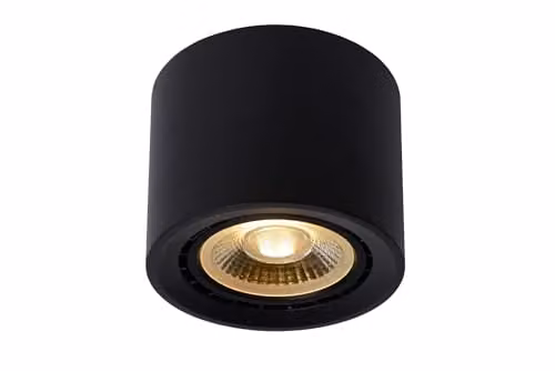 Lucide FEDLER Dimmable Surface Mounted LED Ceiling Spotlight in Black, Diameter: 12 cm