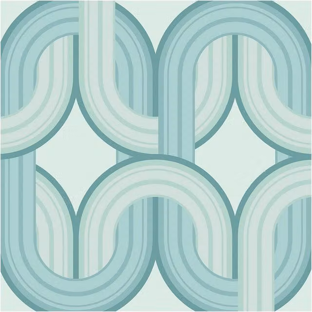 Envy Blue Horizon Geometric Abstract Wallpaper in Blue and Green, W/H: 52 cm x 1000 cm – 1