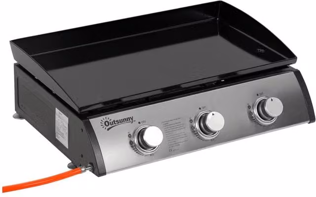 Rolipo 3 Burner Gas Plancha BBQ Grill 9kW Non-Stick Tabletop in Silver – 1