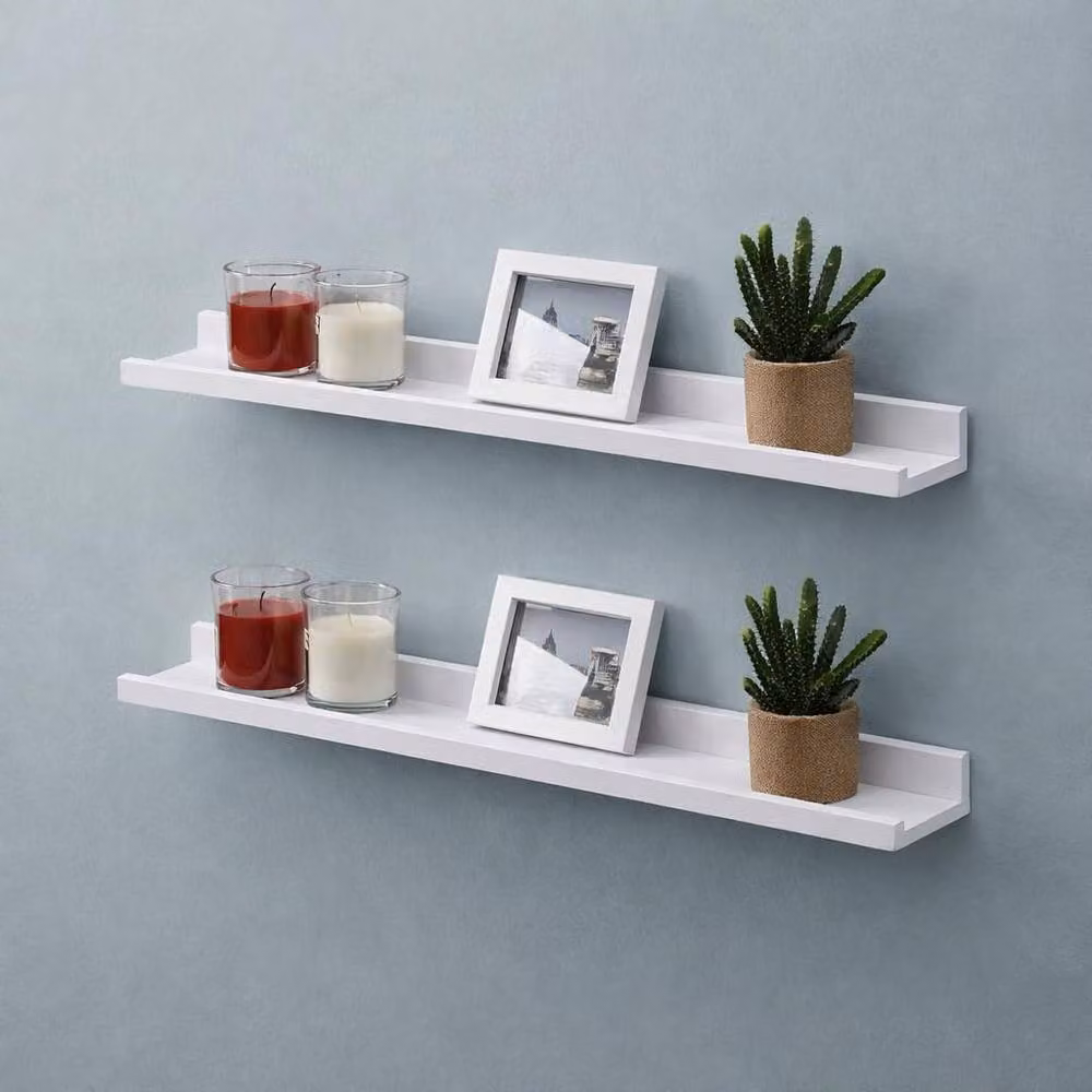 SPOT ON DEALZ Set of 2 White Wooden Floating Shelves, W: 80 cm – 4