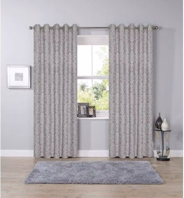 NewEdgeBlinds Grey Opaque Fabric Panel Eyelet Curtains W: 167 cm, H: 228 cm