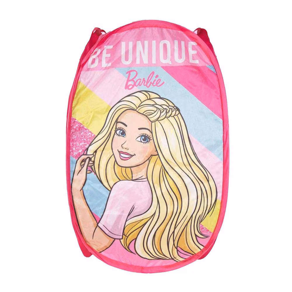 Barbie Collapsible Pop Up Fabric Laundry Bin with Handles in Pink – 2