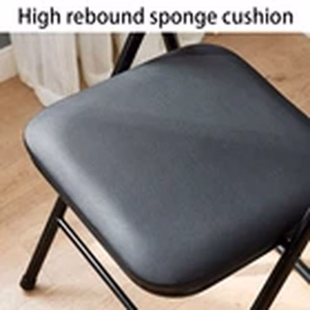 EONLION Black Folding Metal Chair with Padded Seat and Backrest – 4