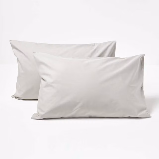 Homescapes Grey Combed Cotton Kids Pillowcases, 2 Pack, W/H: 40 x 60 cm