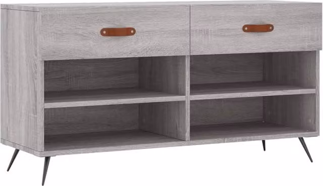 Berkfield Home Shoe Bench in Grey Sonoma, W/D/H: 102 x 35 x 55 cm