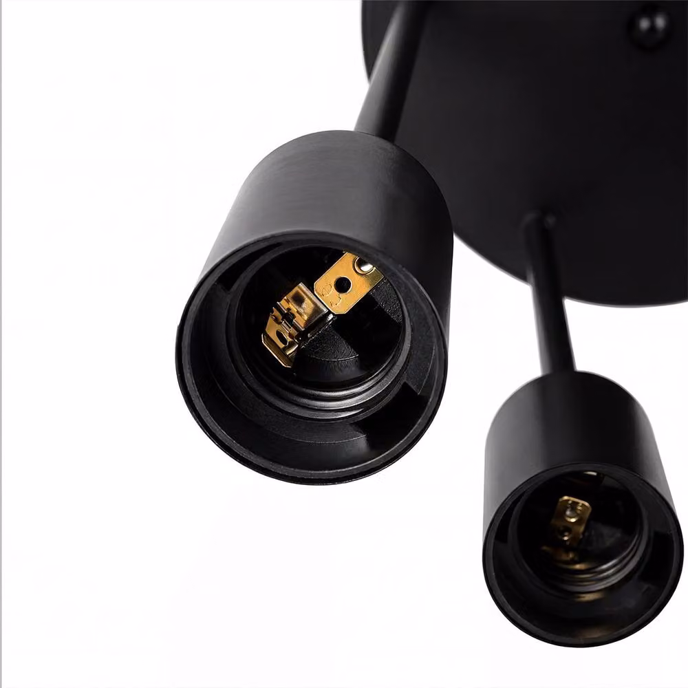 Emitto Modern Black Metal 5-Light Flush Fitting Pendant Ceiling Lamp with E27 Base – 5