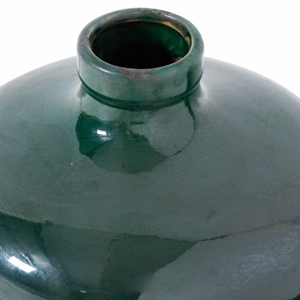 Wyld Haus Bloomwood Emerald Green Glazed Round Ceramic Vase with Crackle Finish, H 28.0 cm x W 18.0 cm x D 18.0 cm – 3