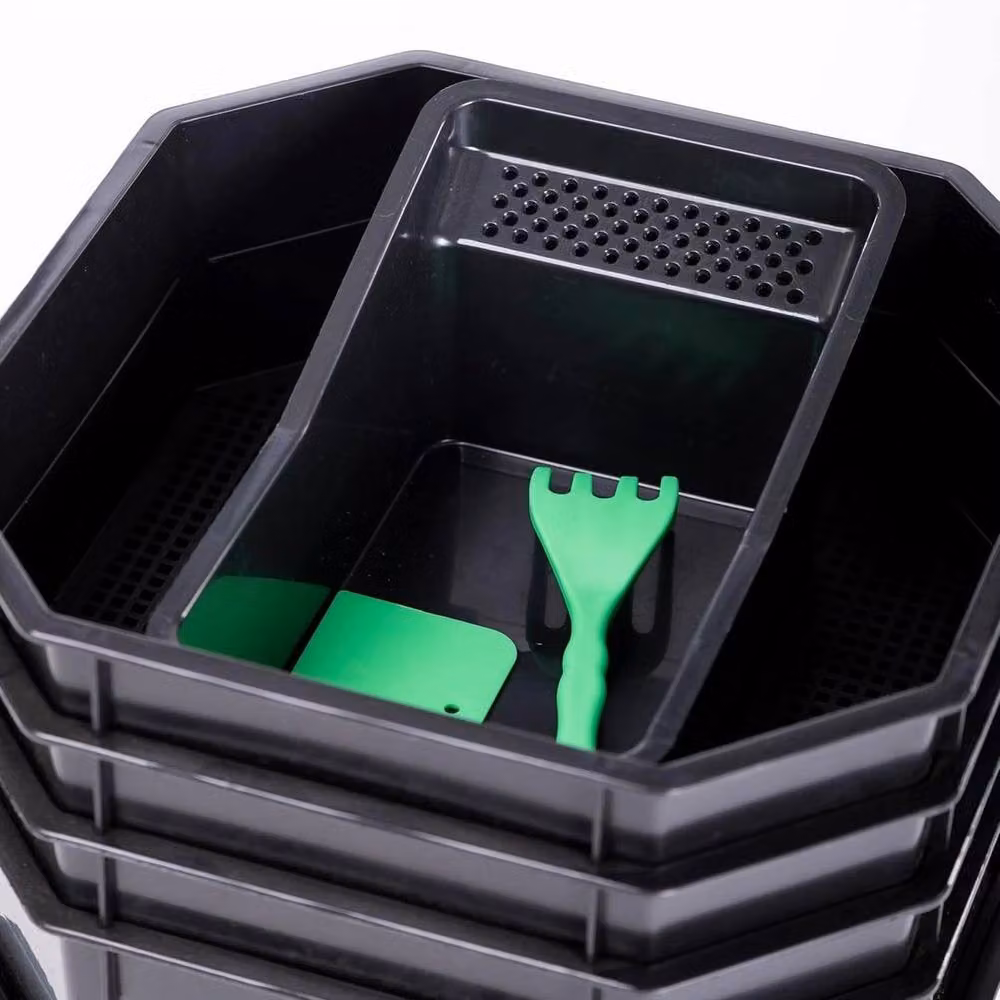 FLAVORA 4 Tier Wormery Compost Bin in Black – 4