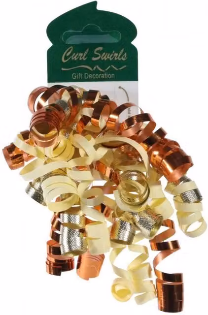 KDMD Metallic Gold and Cream Curl Swirl Party Decorations, 12 Pack, Off-White