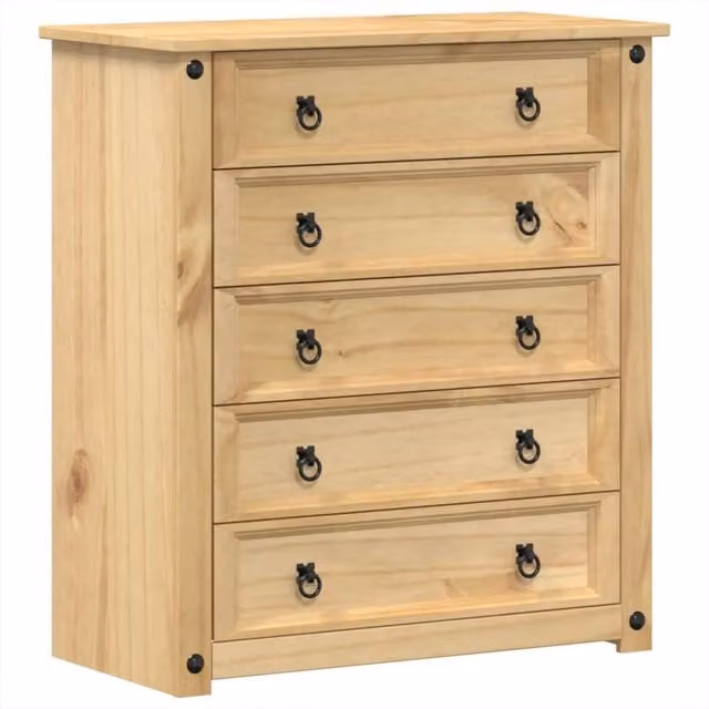 Berkfield Home Corona Chest of Drawers in Brown Solid Pine Wood, W/D/H: 80 x 40 x 89 cm – 1