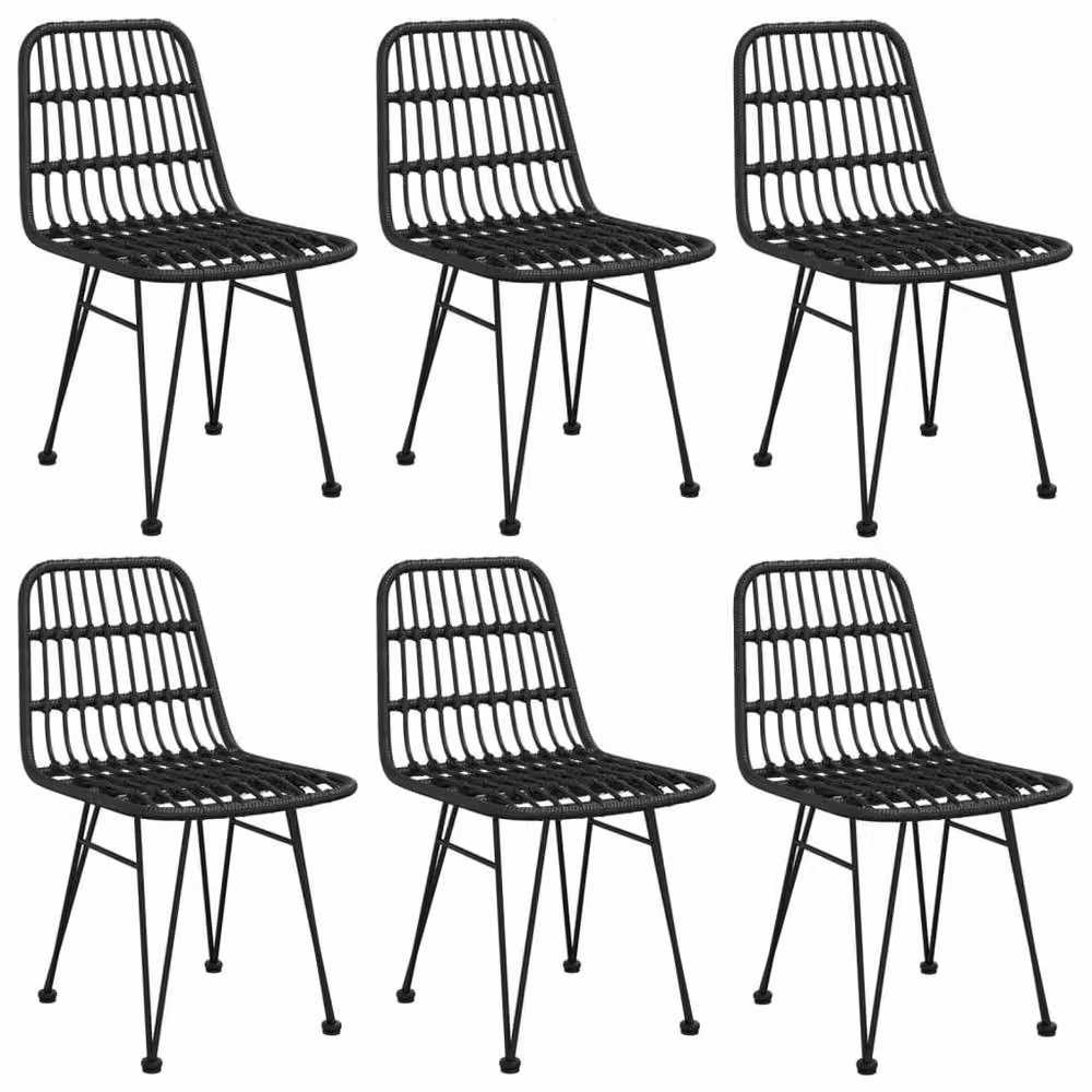Berkfield Home Beautiful 7 Piece Black Poly Rattan Garden Dining Set – 2