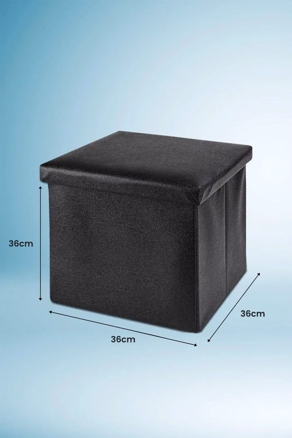 Arpan Deluxe Foldaway Ottoman Storage Box and Padded Stool Seat in Black, W/D/H: 36 x 36 x 36 cm – 2