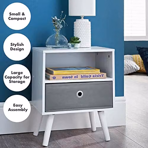 Spot on Dealz 2 Cube Storage Unit in Grey or White, Modern Glossy MDF and Wood Bookcase and Shelving Unit, W/D/H: 40 x 30 x 30 cm – 3
