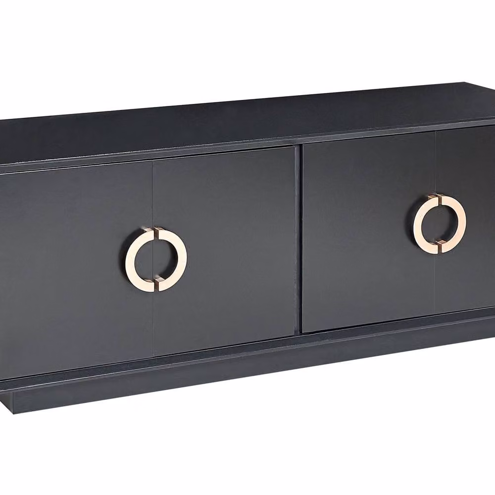 Wyld and Coco 4-Door Black MDF Sideboard with Gold Handles W/D/H: 120 x 40 x 46 cm – 2