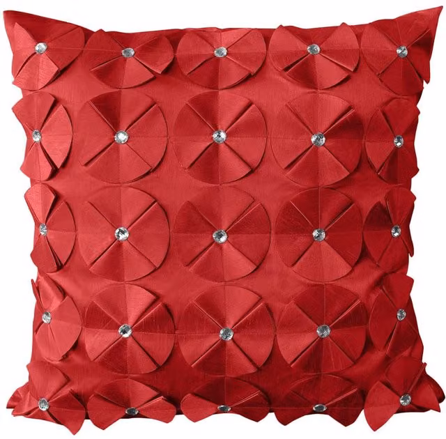 Intimates Vogue Red Diamante Filled Cushion with 3D Petal Design, W x W: 56 x 56 cm