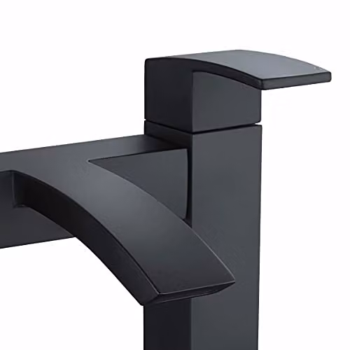 Tesa Matt Black Waterfall Bath Filler Tap with Two Handles – 4