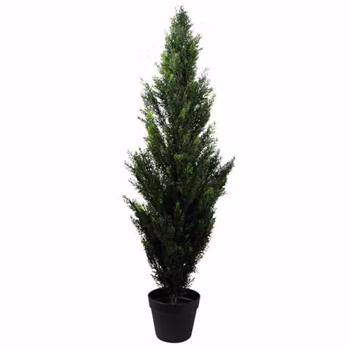 Leaf Design UK Black Artificial Cedar Cypress Topiary Tree in Green and Black, Height: 120 cm – 1