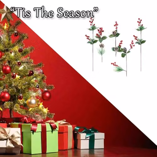 VFM e-Store Christmas Cone Berry Pick Decoration in Red and Green, Height: 58 cm – 4