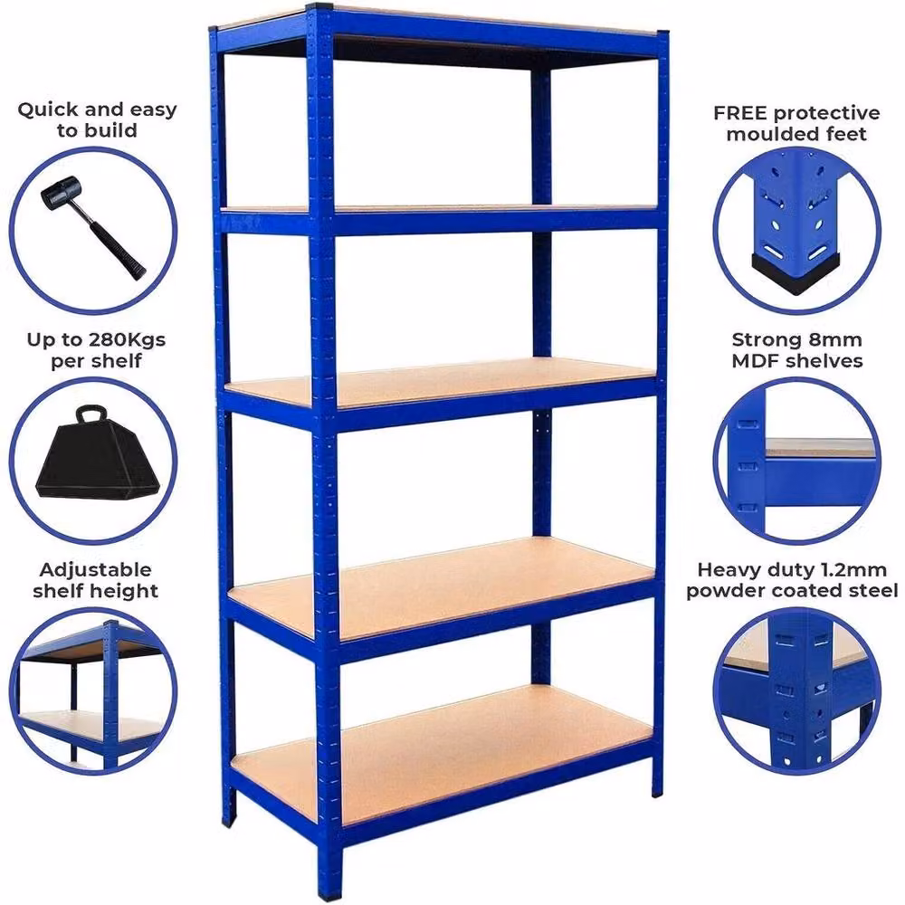 PAWNORA 5 Tier Heavy Duty Boltless Garage Racking Unit in Blue – 2