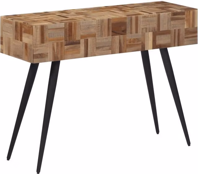 Berkfield Home Console Table in Grey Solid Reclaimed Teak, W/D/H: 110 x 34 x 80 cm – 1