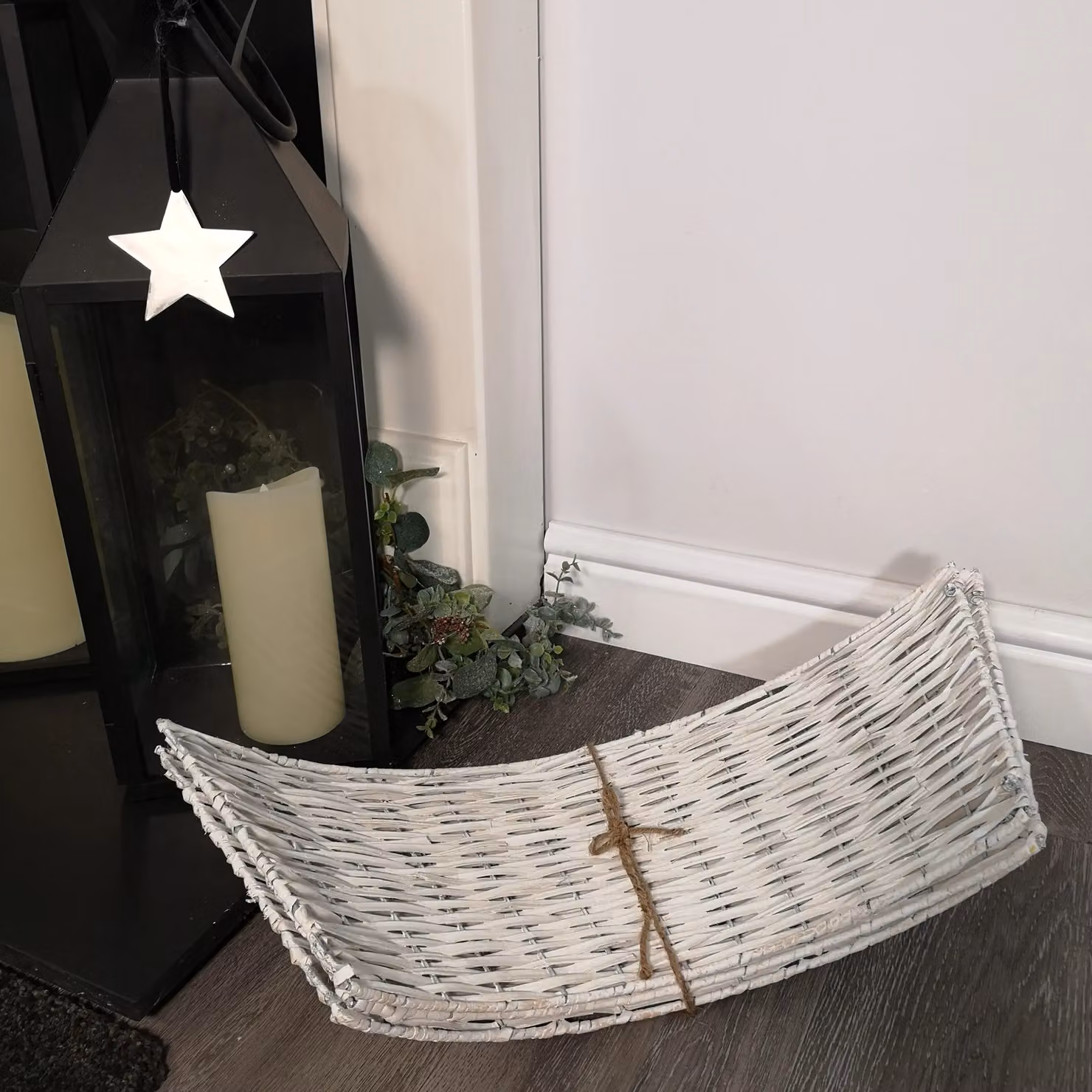 Samuel Alexander White Wash Wicker Rattan Christmas Tree Skirt, Diameter: 48-70 cm – 4