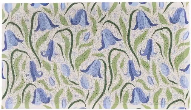 Artsy Mats Blue Floral Pattern Non-Slip Indoor Outdoor Doormat in Blue