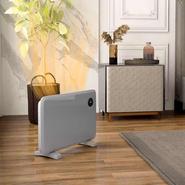 HOMCOM 1200W Freestanding Electric Convector Heater with LED Display, Timer and Remote Control, Grey