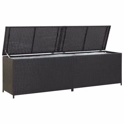 vidaXL Black Poly Rattan Garden Storage Box, W/D/H: 200 x 50 x 60 cm