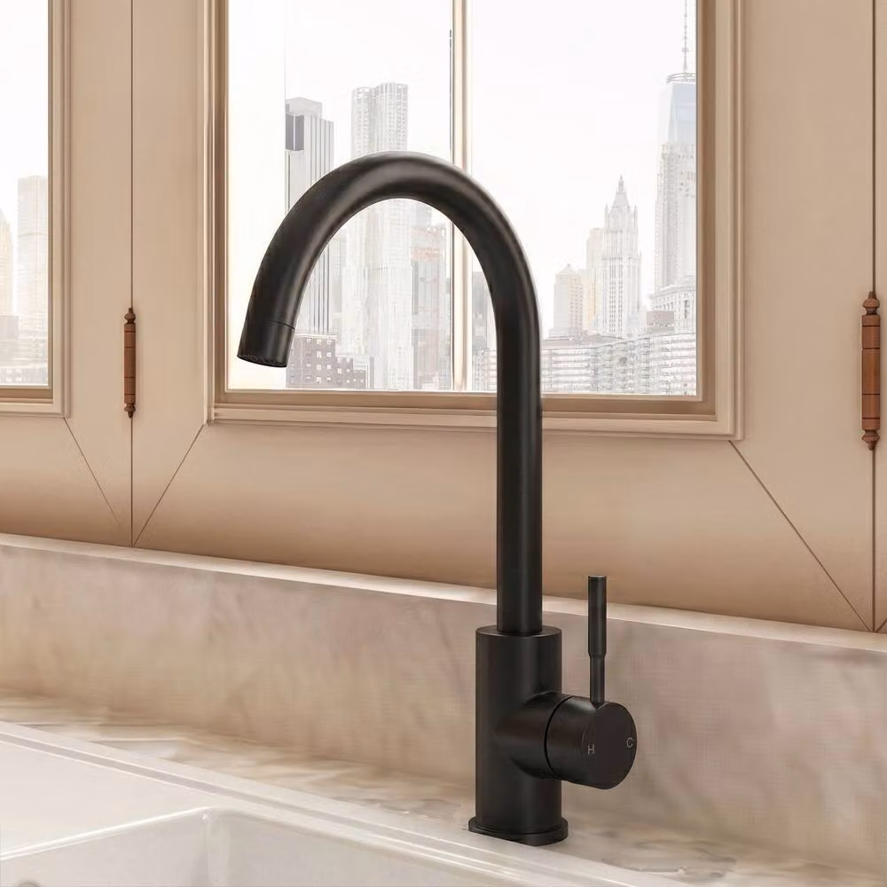 Balterley Round Single Lever Kitchen Sink Mixer Tap in Matt Black – 2