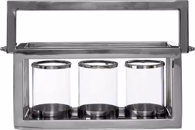 Orsina Elegant 3 Light Lantern in Silver and Transparent