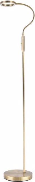 Happy Homewares Modern Task Floor Lamp with LED Halo Ring and CCT Memory Dimmer in Gold/Brass – 1