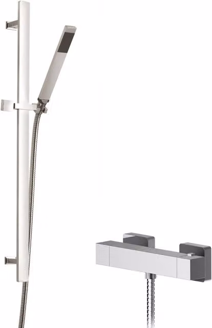 Balterley Ripple Square Bar Valve Sheer Slide Rail Shower Kit in Chrome Silver