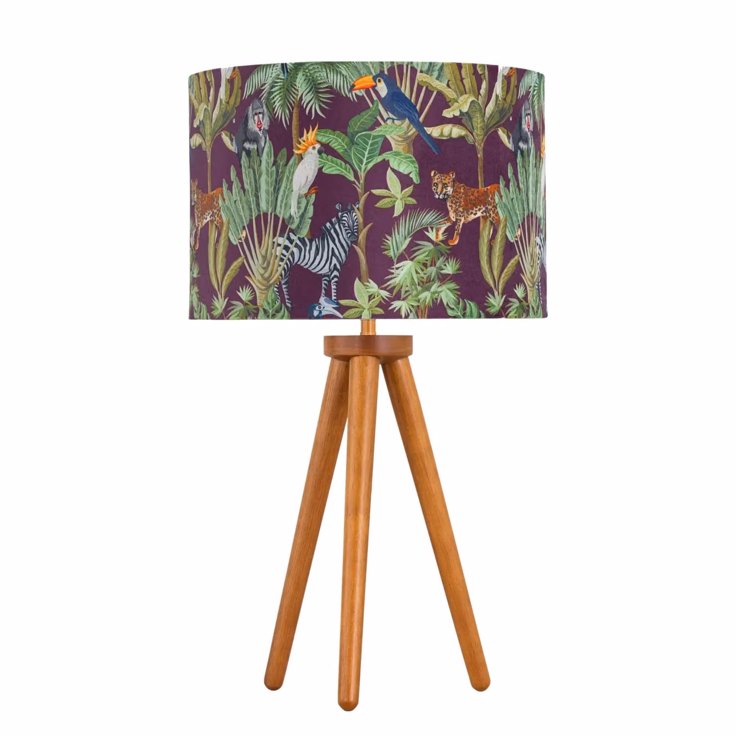 First Choice Lighting Set of 2 Dark Oak Table Lamps with Brown Safari Fabric Shades – 2