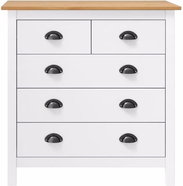 Berkfield Home Hill Sideboard in White Solid Pine Wood, W: 79 cm, D: 40 cm, H: 80 cm