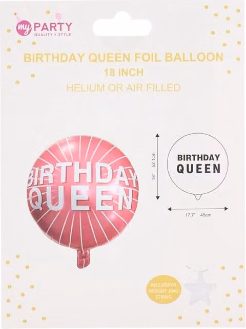 My Party Birthday Queen Pink Foil Letter Balloon