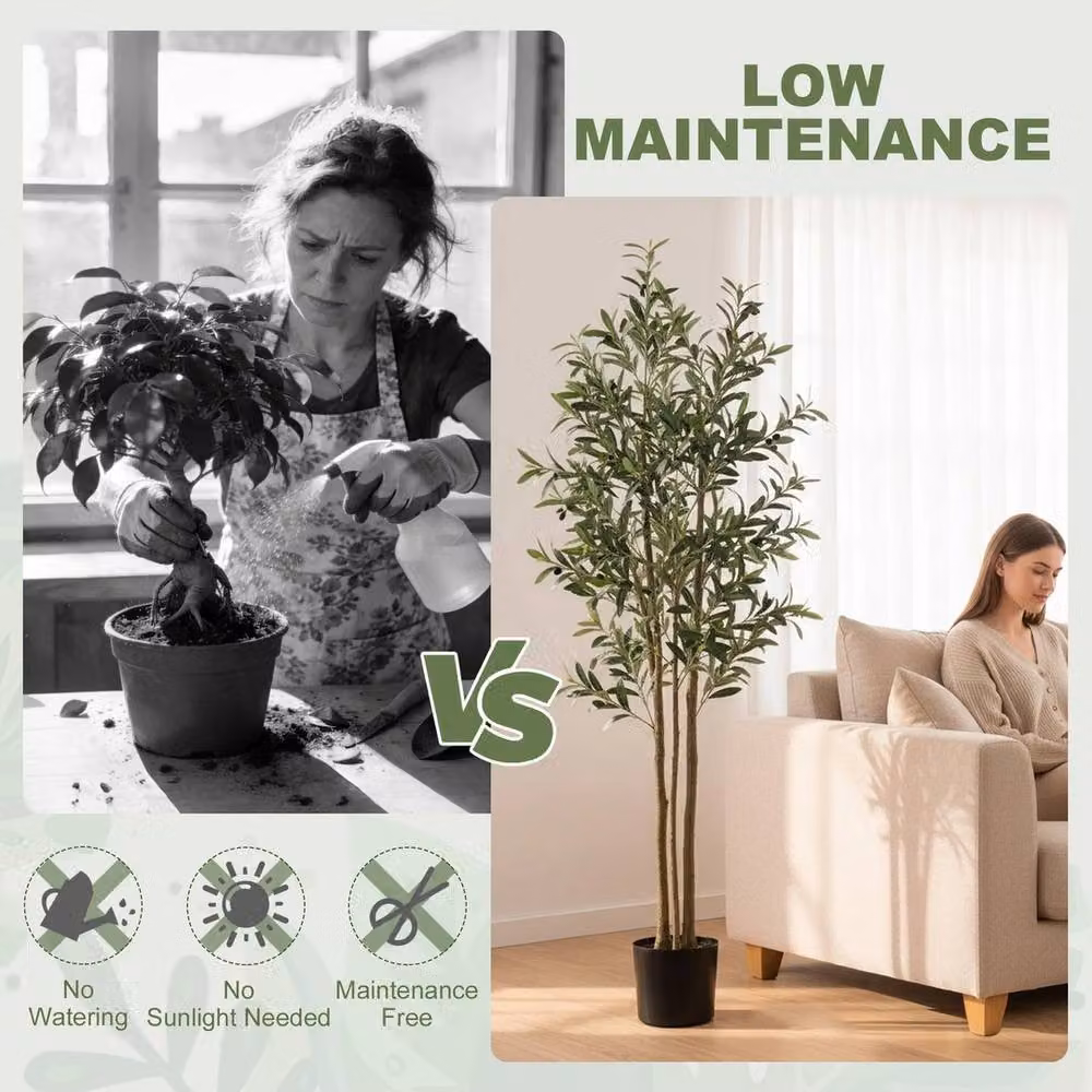 NESTLUNE 175 cm Artificial Mediterranean Olive Tree in Green – 4