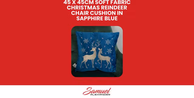Samuel Alexander Soft Fabric Christmas Reindeer Chair Cushion in Sapphire Blue, 45 x 45 cm – 1