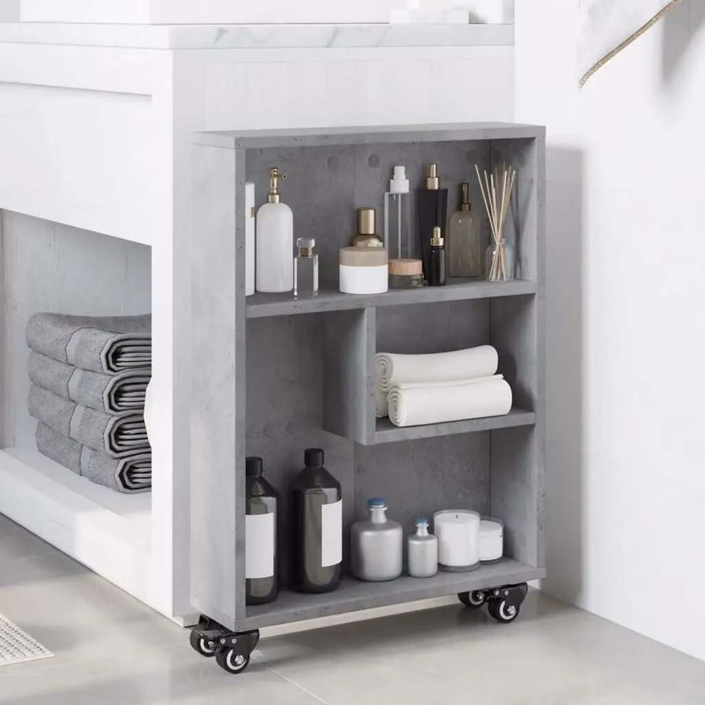 Berkfield Home Narrow Storage Trolley in Concrete Grey, W/D/H: 48 x 13 x 68 cm – 3